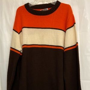 Domain Mens crew neck  retro brown bold striped sweater  SZ  M